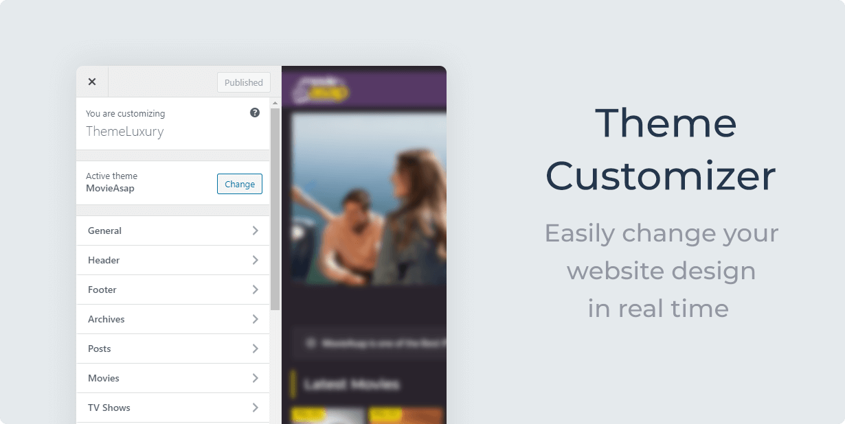 MovieAsap Theme Customizer